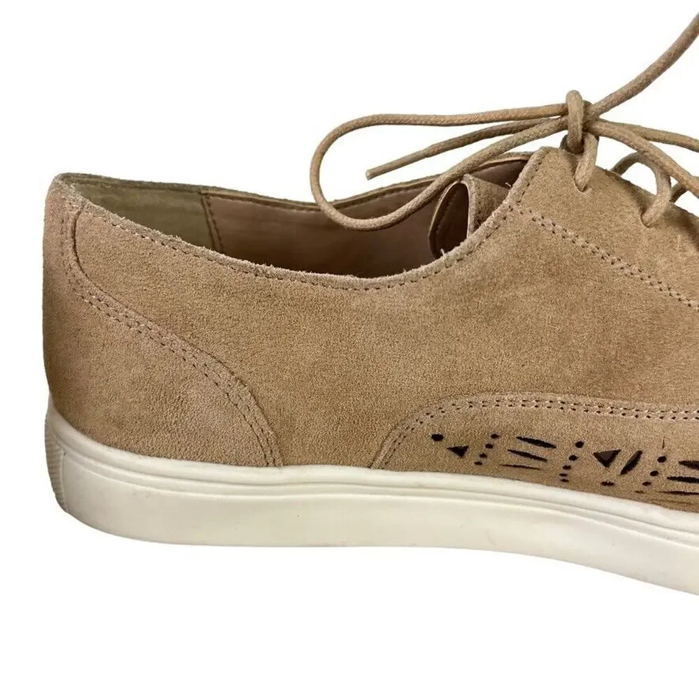 Naughty Monkey Womens Suede Leather Lace Up Perforated Flats Sneakers Shoes 9.5